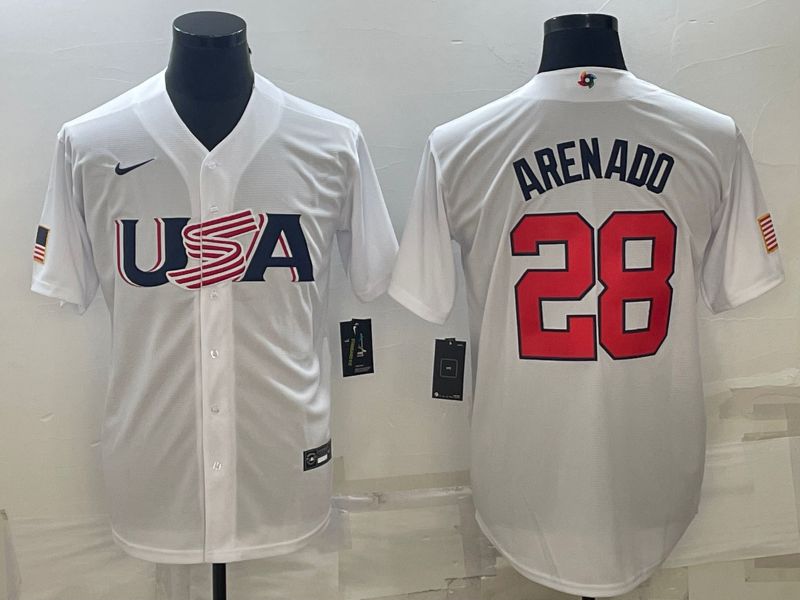 Men 2023 World Cub USA #28 Arenado White Nike MLB Jersey11->more jerseys->MLB Jersey